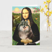 ポメラニア犬(parti) – モナリザ カード (黄色い花)