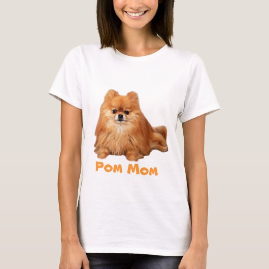 ポメラニア犬POMのお母さんの女性Tシャツ Tシャツ (正面)