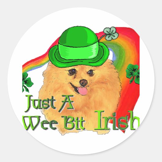 ポメラニア犬St patricks day ラウンドシール (正面)