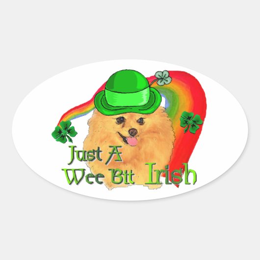 ポメラニア犬St patricks day 楕円形シール (正面)