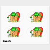 ポメラニア犬St patricks day 楕円形シール (シート)