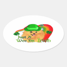 ポメラニア犬St patricks day 楕円形シール