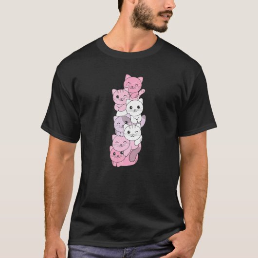 ポモセクシャル国旗のパイルプライドLgbtq猫かわいいポモセックス Tシャツ (正面)