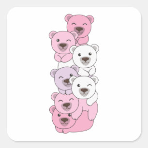 ポモセクシャル国旗のプライドLgbtqかわいいクマのパイルスクエア スクエアシール