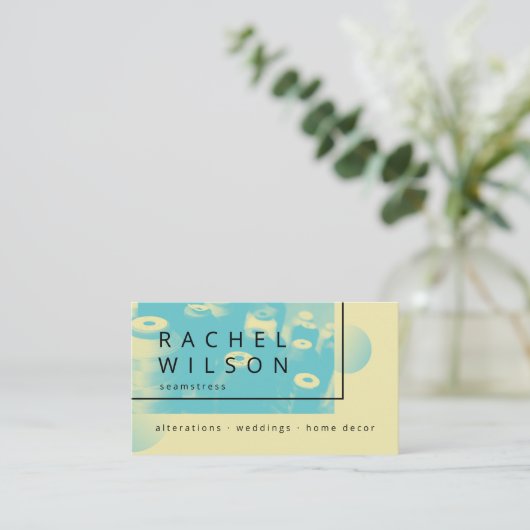 ポモダンスター青と黄色のシームストレス 名刺 (スタンド正面)