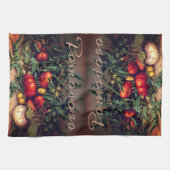 ポモドロ植物トマパーソナライズされたト キッチンタオル (横)
