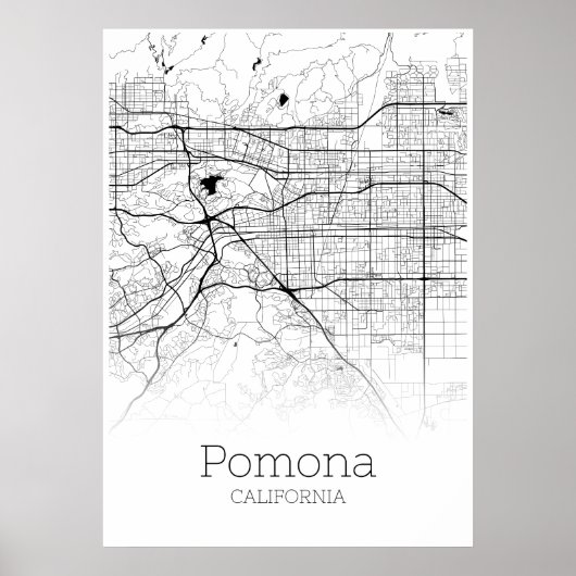 ポモナの地図 – カリフォルニア州 – 市内地図ポスター ポスター (正面)
