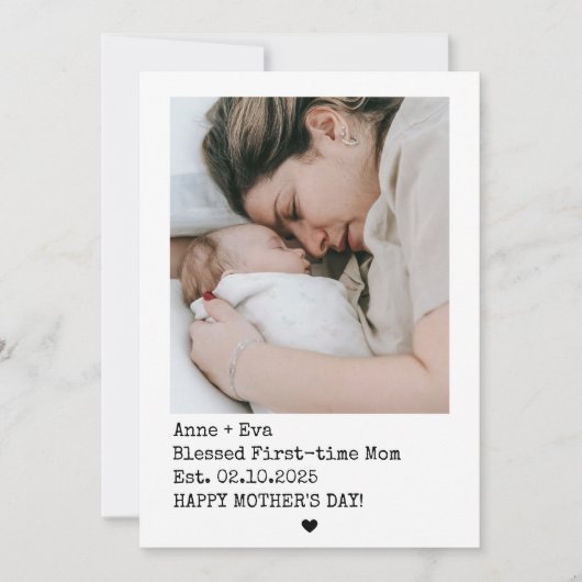 ポラロイドスタイルの2枚の写真 初めての母の日 シーズンカード (正面)