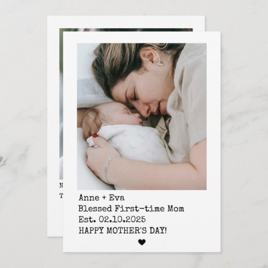 ポラロイドスタイルの2枚の写真 初めての母の日 シーズンカード (正面/裏面)