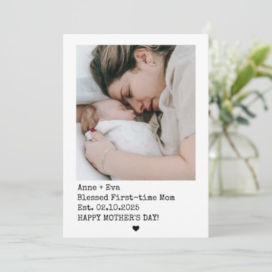 ポラロイドスタイルの2枚の写真 初めての母の日 シーズンカード (スタンド正面)