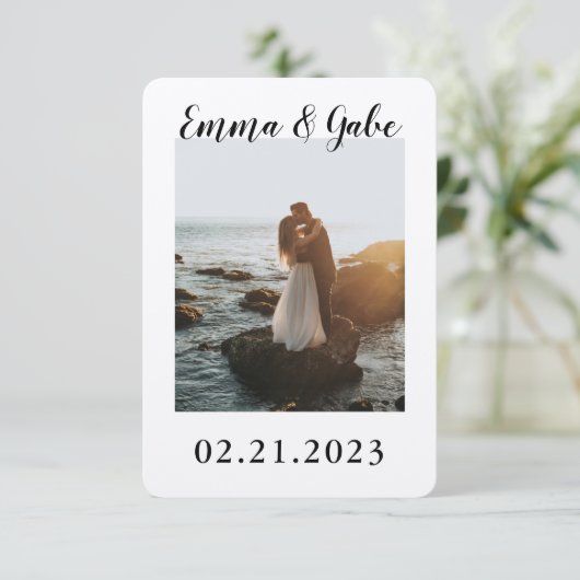 ポラロイドスタイル日付カードを写真で保存 セーブザデート (スタンド正面)