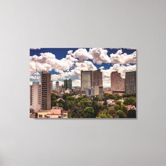 ポランコメキシコシティのホテルからのスカイライン キャンバスプリント (正面)