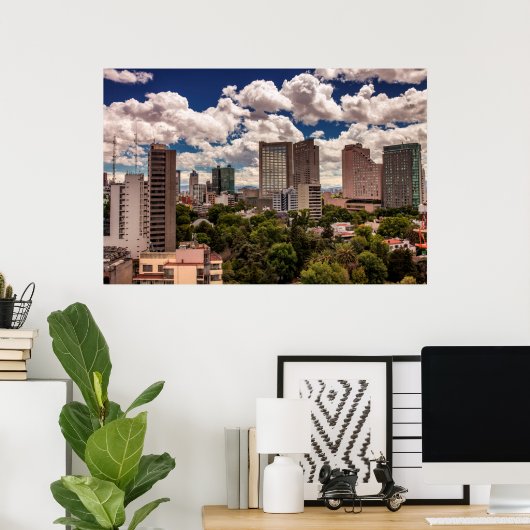 ポランコメキシコシティのホテルからのスカイライン ポスター (ホームオフィス)