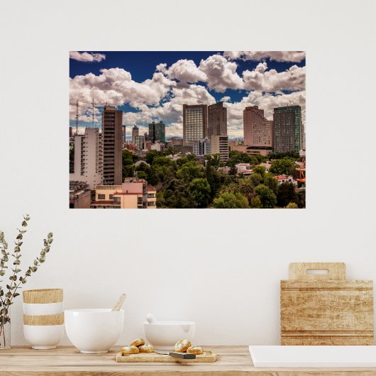 ポランコメキシコシティのホテルからのスカイライン ポスター (キッチン)