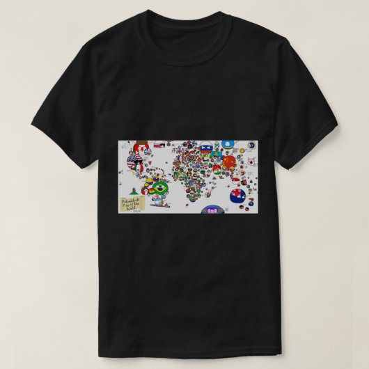 ポランボール・カントリー・ボールの世界地図 Tシャツ (デザイン正面)