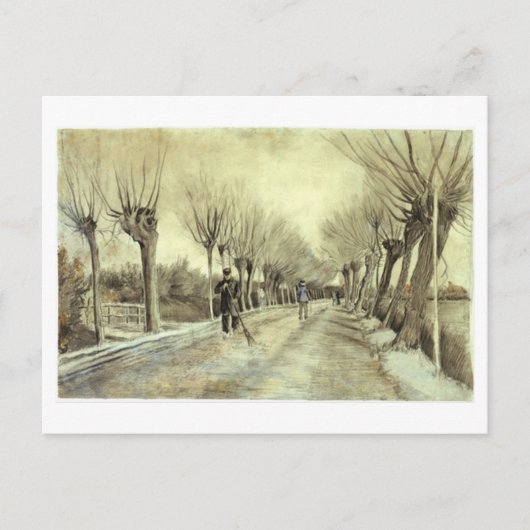 ポラード・ウィローズ、ほうきを持つ男、ファン・ゴッホの美術 ポストカード (正面)