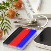 ポリアモリープライドフラグストライプの キーホルダー (正面右)