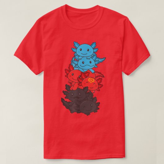 ポリアモリー国旗のプライドLGBTQアオロトル Tシャツ (デザイン正面)
