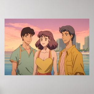 ポリアラーマのトライアド80年代のレトロ日本の ポスター