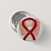 ポリオ後症候群天使認識度リボンピン 缶バッジ (正面&裏面)