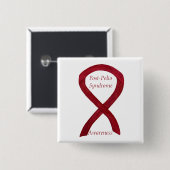 ポリオ後症候群認識度リボンカスタムピン 缶バッジ (正面&裏面)