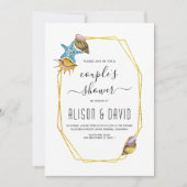 ポリゴンと貝殻のビーチウェディング カップルシャワー 招待状 (正面)