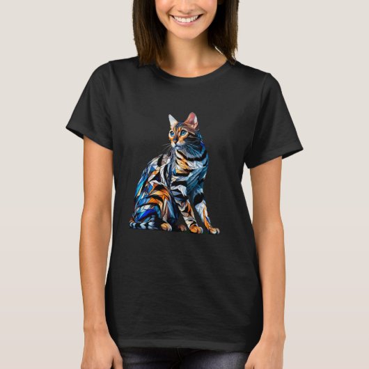 ポリゴンアートベンガルキャット Tシャツ (正面)