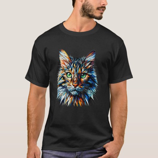 ポリゴンアートベンガルキャット Tシャツ (正面)