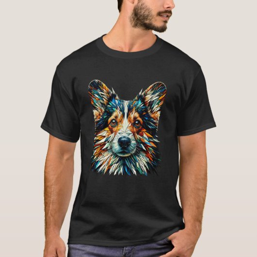 ポリゴンアート ウェルシュコーギー 犬 コーギー Tシャツ (正面)