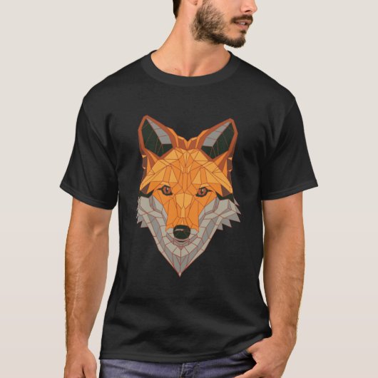ポリゴンキツネヘッド低ポリゴン Tシャツ (正面)