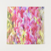 ポリゴンデジタル、ピンクの抽象芸術ヴィンテージ。 タペストリー (正面(横))