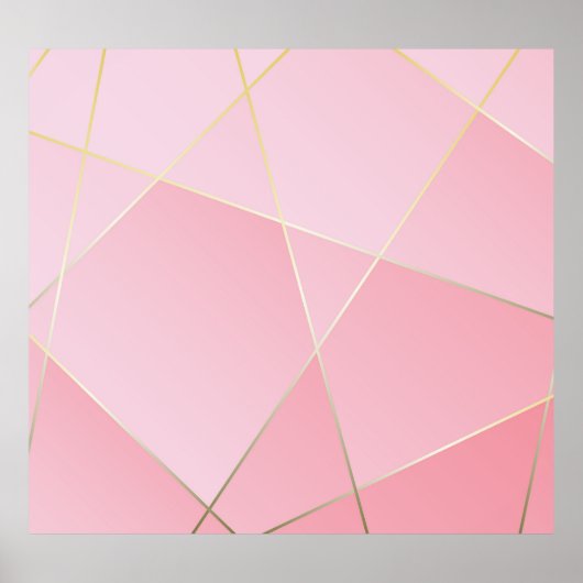 ポリゴンラグジュアリー:ゴールデンピンクヴィンテージデザイン。 ポスター (正面)