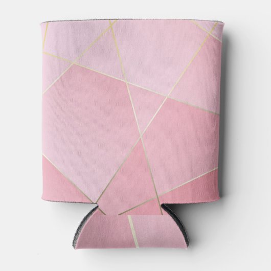 ポリゴンラグジュアリー:ゴールデンピンクヴィンテージデザイン。 缶クーラー (正面)