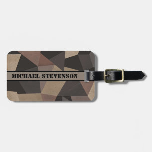 ポリゴン三角形の幾何学的プリント茶色のベージュ ラゲッジタグ