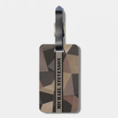 ポリゴン三角形の幾何学的プリント茶色のベージュ ラゲッジタグ (裏面縦)