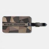 ポリゴン三角形の幾何学的プリント茶色のベージュ ラゲッジタグ (裏面横)