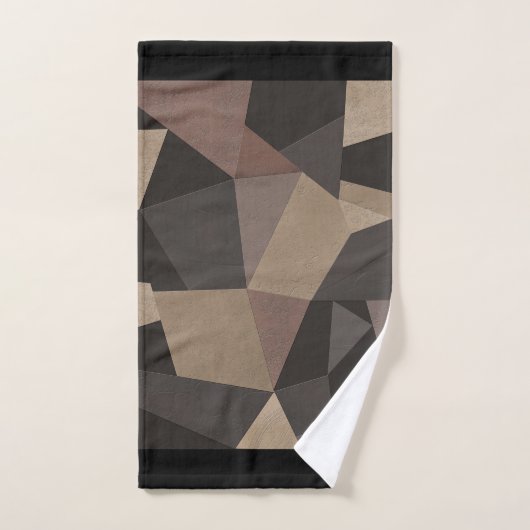 ポリゴン三角形の幾何学的プリント茶色 バスタオルセット (ハンドタオル)