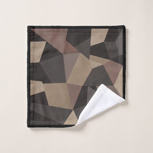 ポリゴン三角形の幾何学的プリント茶色 バスタオルセット (ウォッシュタオル)