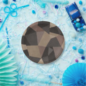 ポリゴン三角形の幾何学的プリント茶色 ペーパープレート (パーティー)