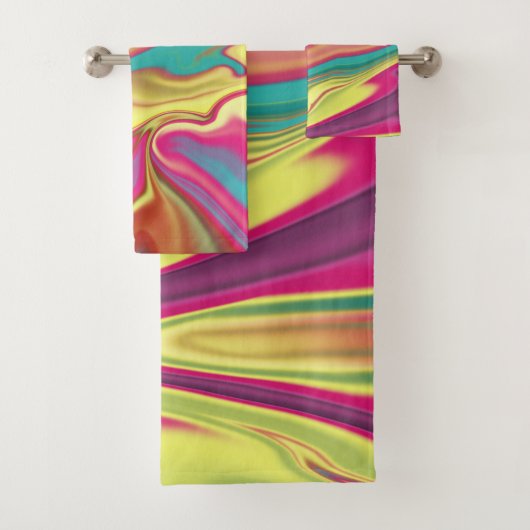 ポリゴン幾何学三角形の明るいカラフルco バスタオルセット (インサイチュ)