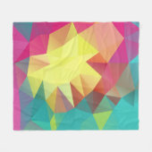 ポリゴン幾何学三角形の明るいカラフルco フリースブランケット (正面(横))