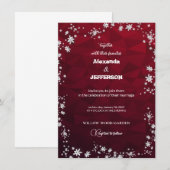 ポリゴン マルーン背景の結婚式招待状 招待状 (正面/裏面)