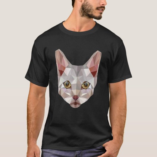 ポリゴン 猫 幾何学的 子猫 猫ママ Tシャツ (正面)