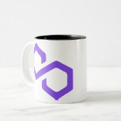 ポリゴンMATICロゴ暗号ブロックチェーン ツートーンマグカップ (正面左)