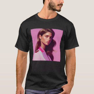 ポリジェルカラー水彩女性の衣装サンセット Tシャツ