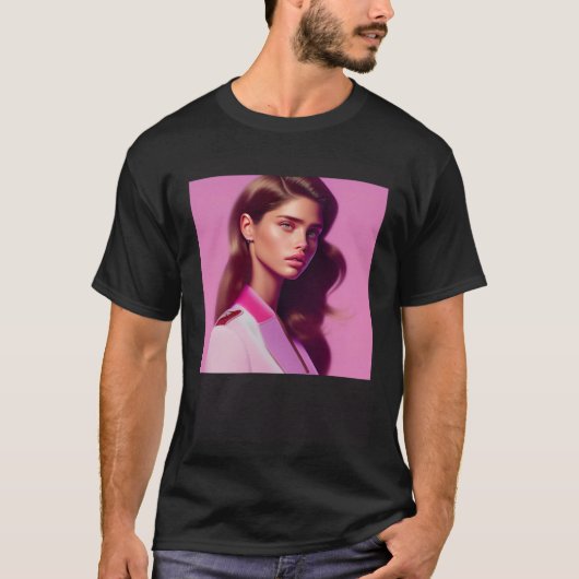 ポリジェルカラー水彩女性の衣装サンセット Tシャツ (正面)