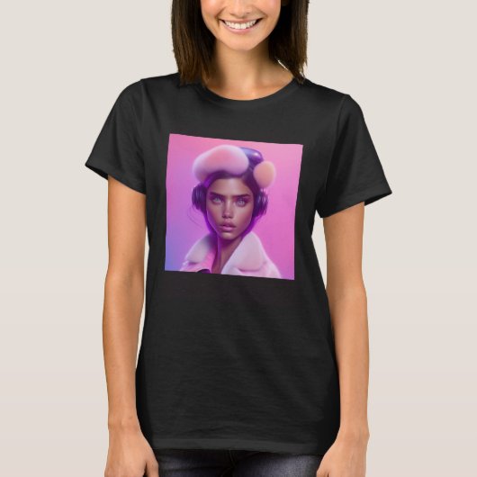 ポリジェルカラー水彩女性の衣装サンセット Tシャツ (正面)