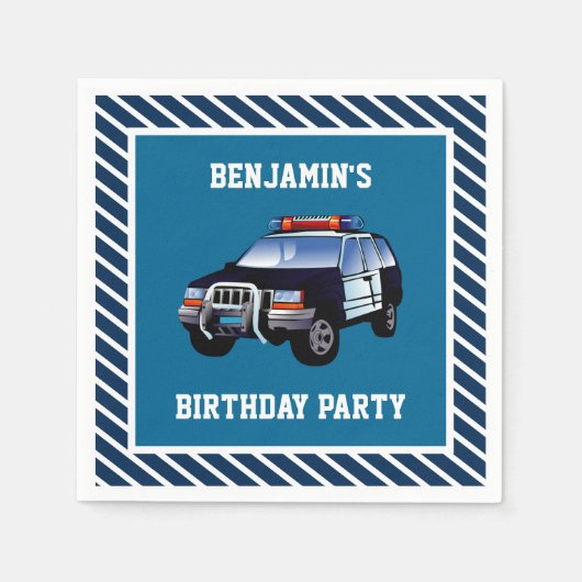 ポリスカーお誕生日会ペーパーアイテム スタンダードカクテルナプキン (正面)