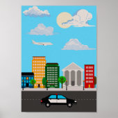 ポリスカー キッズ ルーム ポスター ビークル ナーセリー プリント (正面)