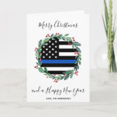 ポリスシンブルーラインクリスマスリースホリデーCa シーズンカード (正面)